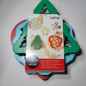 Set of 3 Lekue Christmas Cookie Cutters Christmas Tree, Hearts, Snowflakes NEW